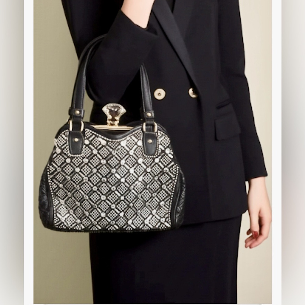 Rhinestone Embellished Satchel / Shoulder Bag EUC